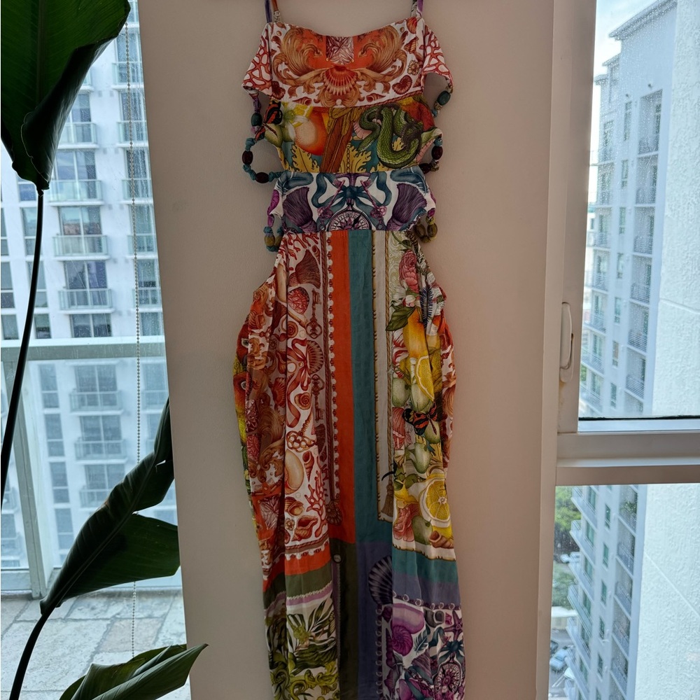Anthropologie Celandine x Emily Carter Sleeveless Beaded Cut Out Midi Dress